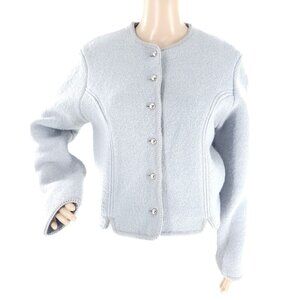 Tally Ho Women Cardigan Sweater 100% Wool Button Front Size Gray Size 14